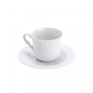 Conjunto 6 Xícaras de Café de Porcelana Limoges com Pires Vendange 100ml - Wolff