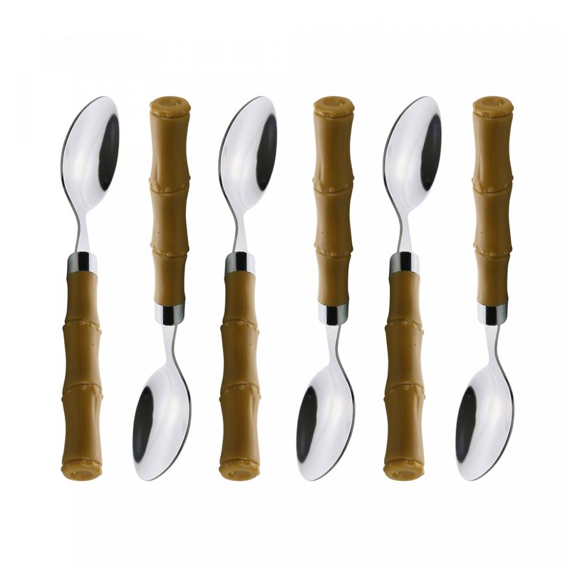 Conjunto-6-Colheres-de-Cafe-de-Aco-Inox-com-Cabo-de-Plastico-Bambu-Basic-155cm-Lyor