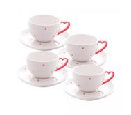 Conjunto 4 Xícaras de Chá de Porcelana com Pires Petit Pois 200ml - Wolff