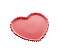 Prato Coração de Porcelana Beads Vermelho 25cm x 22cm x 2cm - Wolff