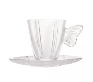 Conjunto 4 Xícaras de Chá de Vidro com Pires Butterfly 180ml - Wolff