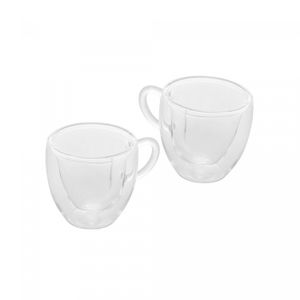 Conjunto 2 Xícaras de Café Parede Dupla de Vidro Borossilicato Heart 80ml - Lyor
