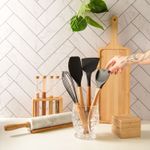 Colher-de-Silicone-com-Cabo-em-Bambu-Heart-Preto-27cm-Lyor