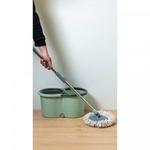 Mop Giratório com Cabo Extensível de Aço Inox 1,16m com Balde Plástico 13L e Refil Microfibra - Lyor