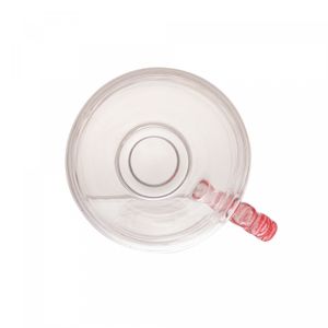 Xícara de Café de Cristal com Pires Coração Borda Rosa 80ml - Lyor