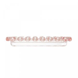 Mini Travessa Retangular de Cristal Coração Borda Rosa 10,5cm x 6,5cm x 1,5cm - Lyor
