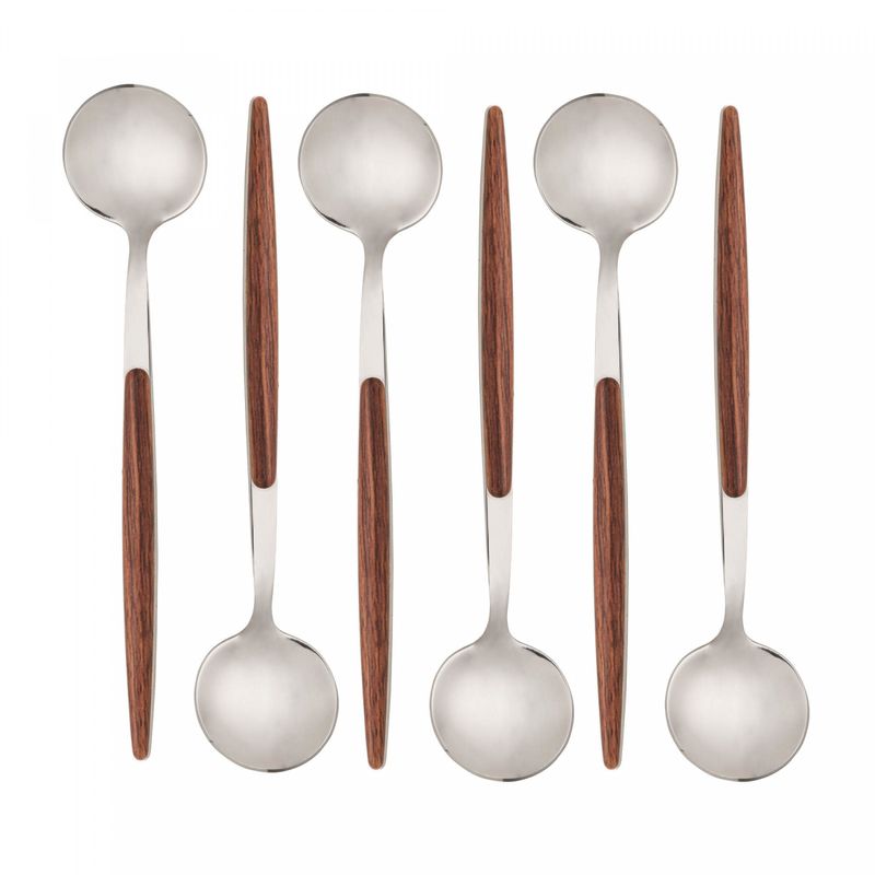 Conjunto-6-Colheres-para-Mesa-de-Aco-Inox-com-Cabo-em-Plastico-Bambu-Dourado-20cm-Lyor