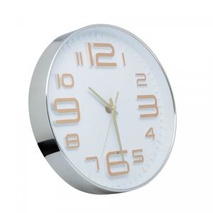 Relógio de Parede em Plástico Branco com Dourado 25cm x 4cm - Lyor