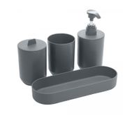Conjunto 4 Peças de Bambu e PP para Banheiro Cinza - Lyor