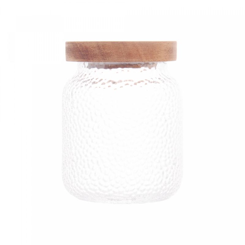 Porta-Mantimento-de-Vidro-Martelado-com-Tampa-de-Acacia-Petra-500ml-Lyor