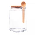 Porta-Mantimento-Quadrado-de-Vidro-com-Tampa-de-Rolha-e-Colher-de-Bambu-830ml-Lyor