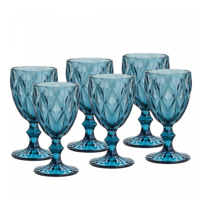 Conjunto-6-Tacas-de-Agua-de-Vidro-Diamond-Azul-325ml-Lyor