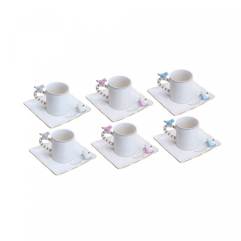 Conjunto-6-Xicaras-de-Cafe-de-Porcelana-Birds-Design-Plate-Branco-80ml-Wolff