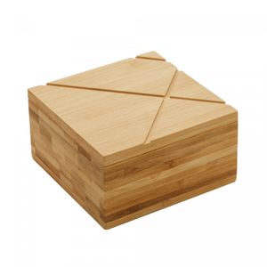 Saleiro Quadrado de Bambu com Tampa 13cm x 13cm x 7cm - Lyor