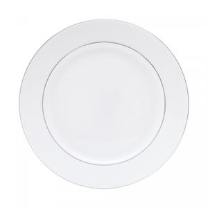 Aparelho de Jantar 42 Peças de Porcelana com Borda Prateada Mônaco Branco - Wolff