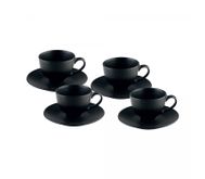 Conjunto 4 Xícaras para Chá de Cerâmica com Pires Preto 195ml - Wolff