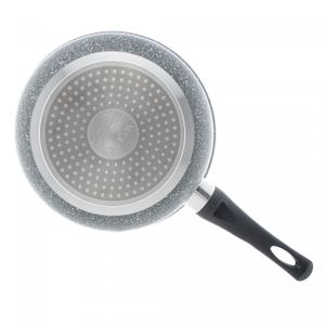 Panela de Indução em Alumínio com Revestimento Cerâmico e Tampa de Vidro Granilite Cinza 24cm- Wolff