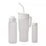 Conjunto-1-Caneca-com-2-Garrafas-Squeeze-de-Plastico-Branco-Lyor