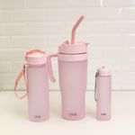 Conjunto-1-Caneca-com-2-Garrafas-Squeeze-de-Plastico-Rosa-Lyor