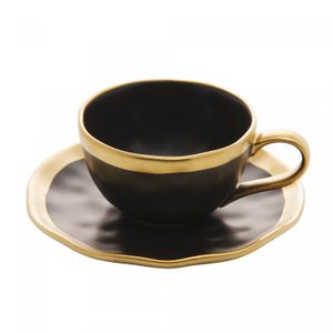 Xícara de Café De Porcelana Dubai Preto E Dourado 90ml Wolff