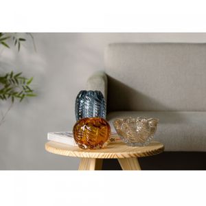 Centro de Mesa de Vidro Italy Transparente e Dourado 15,5cm x 15,5cm x 9cm - Wolff