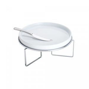 Rechaud para Queijo Brie de Cerâmica com Suporte e Faca de Aço Inox 31cm x 14cm - Wolff