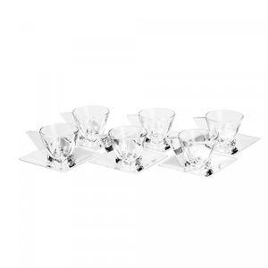 Conjunto 6 Xícaras de Café de Vidro com Pires de Aço Inox Veneza 60ml - Wolff