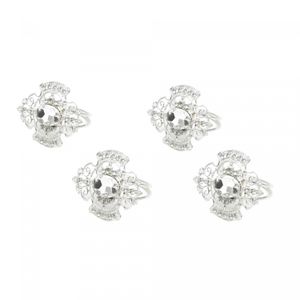 Conjunto 4 Anéis para Guardanapo de Ferro Niquelado Diamond Stone - Wolff