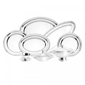 Conjunto 8 Peças Baixela de Prata com Cordão Croisé - Wolff
