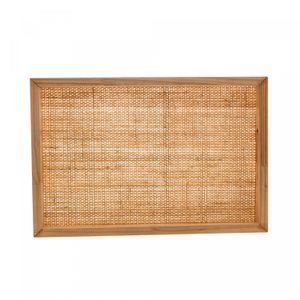 Bandeja de Madeira com Sisal Natural Pinus 30cm x 17cm x 4,5cm - Woodart