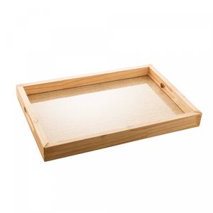 Bandeja de Madeira com Sisal Natural Pinus 45cm x 30cm x 4,5cm - Woodart