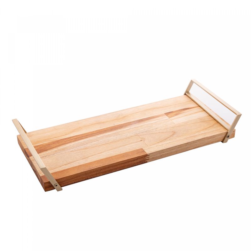 Bandeja-Retangular-de-Madeira-com-Aco-Inox-Teca-Champanhe-41cm-x-17cm-x-6cm-Wolff-Craft