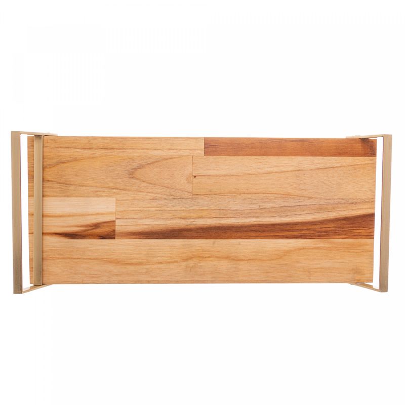 Bandeja-Retangular-de-Madeira-com-Aco-Inox-Teca-Champanhe-41cm-x-17cm-x-6cm-Wolff-Craft