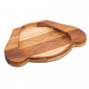 Prato Raso de Madeira em Formato de Cachorro Teca Kids 28cm - Wolff Craft