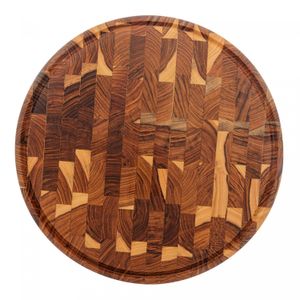 Tábua Redonda para Corte de Madeira Teca 29cm x 29cm x 2cm - Wolff Craft