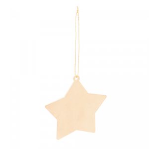 Conjunto 3 Enfeites de Madeira para Árvore de Natal Dourado 8cm - Woodart