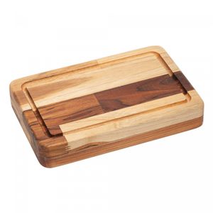 Tábua com Função de Bandeja de Madeira Teca Barbecue 45cm x 30cm x 4cm - Wolff Craft