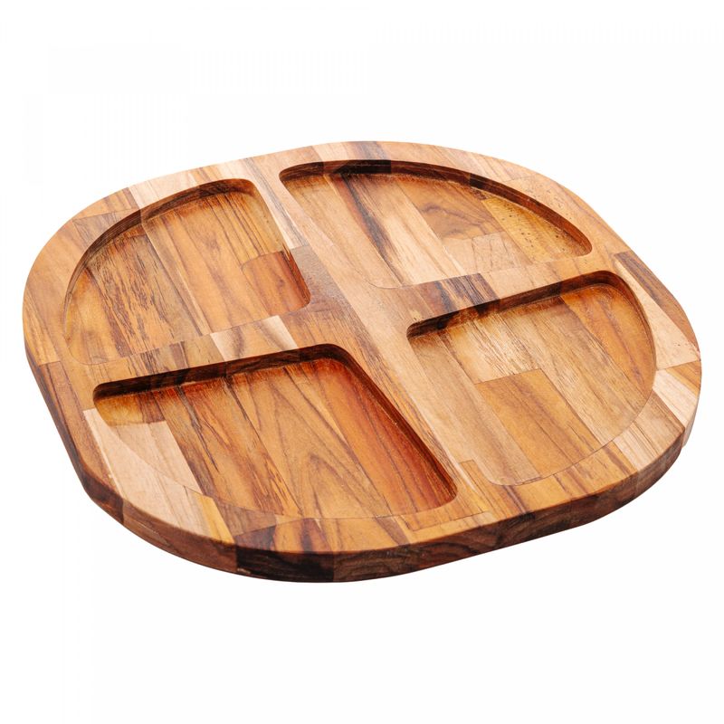Petisqueira-de-Madeira-com-4-Divisorias-Teca-32cm-x-32cm-x-2cm-Wolff-Craft