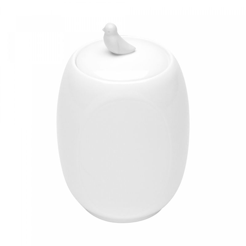 Pote-de-Porcelana-com-Tampa-Birds-Branco-12cm-x-10cm-x-17cm-Wolff