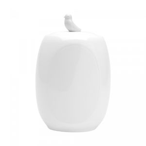Pote de Porcelana com Tampa Birds Branco 12cm x 10cm x 17cm - Wolff