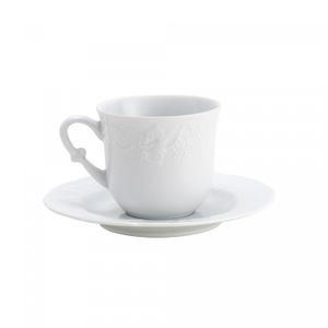 Conjunto 6 Xícaras de Café de Porcelana Limoges com Pires Vendange 100ml - Wolff