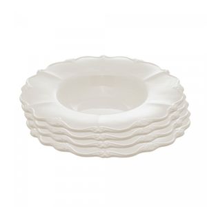 Conjunto 4 Pratos para Massa de Porcelana Fancy Branco 23cm x 5cm -Wolff