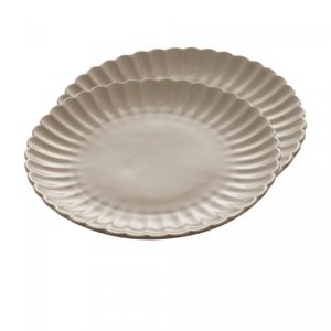Conjunto 2 Pratos para Sobremesa de Porcelana Pétala Areia Matt 20cm - Wolff