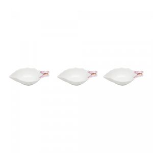 Conjunto 3 Bowls de Porcelana Borboletas Branco 13cm x 7cm x 3cm - Wolff