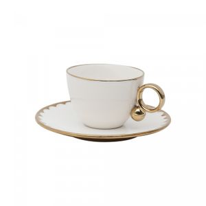 Conjunto 6 Xícaras de Chá de Porcelana com Pires Egg Branco 200ml - Wolff