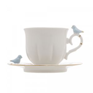 Conjunto 4 Xícaras de Chá de Porcelana Birds Branco 200ml - Wolff