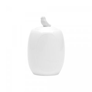 Pote de Porcelana com Tampa Birds Branco 6cm x 8cm x 11cm - Wolff