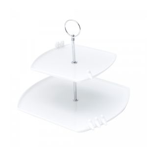 Prato Duplo de Porcelana para Doces Birds Branco 27cm x 25cm x 24cm/19cm x 18cm - Wolff