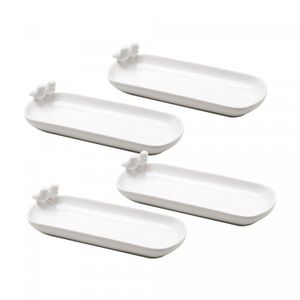 Conjunto 4 Petisqueiras de Porcelana Birds 7cm x 16cm x 3,5cm - Wolff