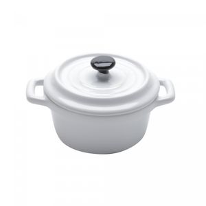 Mini Caçarola de Porcelana Black Lid Branca 13cm x 10cm x 8cm - Wolff